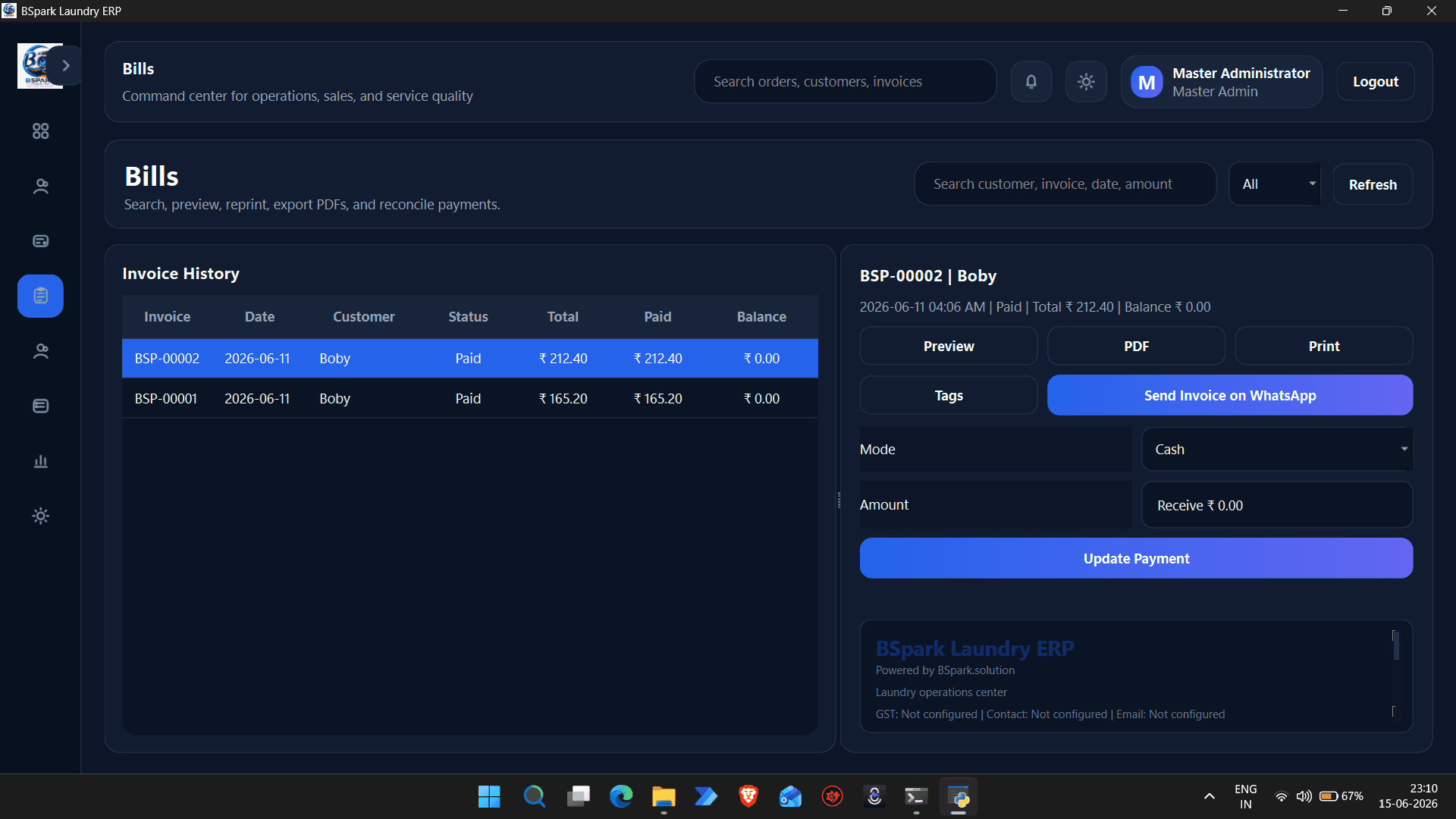 Invoice Service Platform – Analytics View