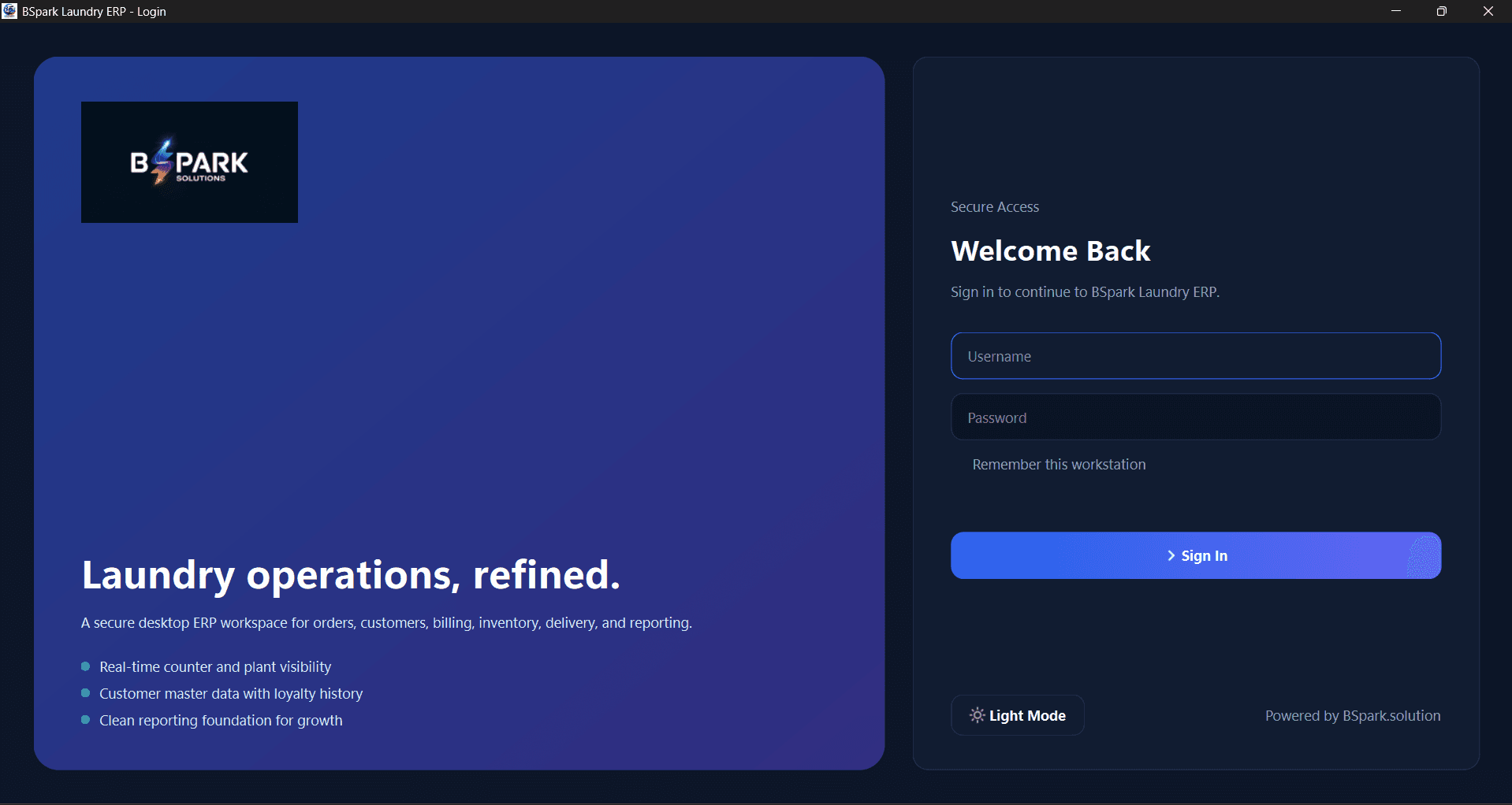 Invoice Service Platform – Login Screen